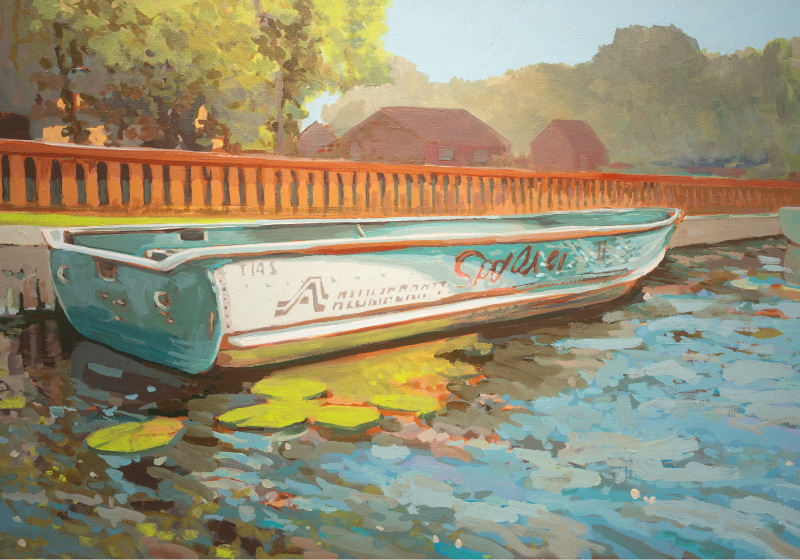Boat on a pier painting